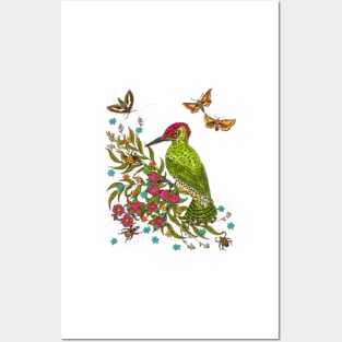 Floral Woodpecker Posters and Art